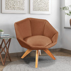 Kit 02 Poltronas Giratória Jaspe Linho Terracota Base De Made