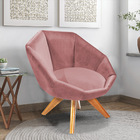 Kit 02 Poltronas Giratória Jaspe Veludo Base De Madeira - D'r