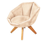 Kit 02 Poltronas Giratória Jaspe Veludo Base De Madeira - D'r