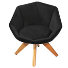 Kit 02 Poltronas Giratória Jaspe Veludo Base De Madeira - D'r