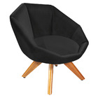 Kit 02 Poltronas Giratória Jaspe Veludo Base De Madeira - D'r