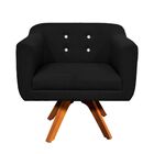 Kit 02 Poltronas Giratória Julia Linho Com Strass Base Madeir