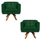 Kit 02 Poltronas Giratória Julia Suede Verde Com Strass Base