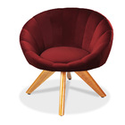 Kit 02 Poltronas Giratória Lina Veludo Base De Madeira - D'ro