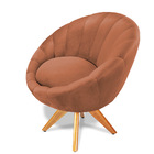 Kit 02 Poltronas Giratória Lina Veludo Base De Madeira - D'ro