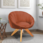 Kit 02 Poltronas Giratória Lina Veludo Falu Base De Madeira -