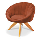 Kit 02 Poltronas Giratória Lina Veludo Falu Base De Madeira -