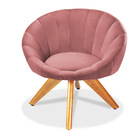 Kit 02 Poltronas Giratória Lina Veludo Rosa Base De Madeira -