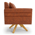 Kit 02 Poltronas Giratória Mari Corano Nozes Base De Madeira