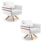 Kit 02 Poltronas Giratória Mari Corino Base De Madeira Ma30 D