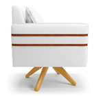 Kit 02 Poltronas Giratória Mari Corino Base De Madeira Ma30 D