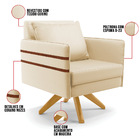 Kit 02 Poltronas Giratória Mari Corino Bege Base De Madeira M