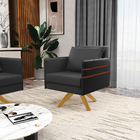 Kit 02 Poltronas Giratória Mari Corino Preto Base De Madeira