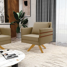 Kit 02 Poltronas Giratória Mari Suede Base De Madeira Ma30 D0