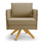 Kit 02 Poltronas Giratória Mari Suede Base De Madeira Ma30 D0