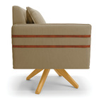 Kit 02 Poltronas Giratória Mari Suede Base De Madeira Ma30 D0