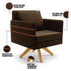 Kit 02 Poltronas Giratória Mari Suede Base De Madeira Ma30 D0