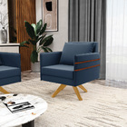 Kit 02 Poltronas Giratória Mari Suede Base De Madeira Ma30 D0