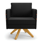 Kit 02 Poltronas Giratória Mari Suede Base De Madeira Ma30 D0