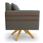 Kit 02 Poltronas Giratória Mari Suede Base De Madeira Ma30 D0