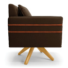 Kit 02 Poltronas Giratória Mari Suede Marrom Base De Madeira