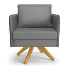 Kit 02 Poltronas Giratória Mari Veludo Luxo Base De Madeira M