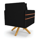 Kit 02 Poltronas Giratória Mari Veludo Luxo Preto A81 Base De