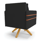 Kit 02 Poltronas Giratória Mari Veludo Preto Base De Madeira