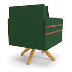 Kit 02 Poltronas Giratória Mari Veludo Verde Base De Madeira