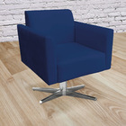 Kit 02 Poltronas Giratória Marisa Suede Base Cromada - Azul M