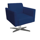 Kit 02 Poltronas Giratória Marisa Suede Base Cromada - Azul M