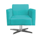 Kit 02 Poltronas Giratória Marisa Suede Base Cromada - Azul T