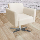 Kit 02 Poltronas Giratória Marisa Suede Base Cromada - Bege