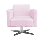 Kit 02 Poltronas Giratória Marisa Suede Base Cromada - Rosa B