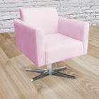 Kit 02 Poltronas Giratória Marisa Suede Base Cromada - Rosa B
