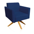 Kit 02 Poltronas Giratória Marisa Suede Base Madeira Ma30 - A