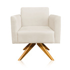 Kit 02 Poltronas Giratória Marisa Suede Base Madeira Ma30 - B