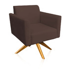 Kit 02 Poltronas Giratória Marisa Suede Base Madeira Ma30 - M