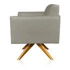 Kit 02 Poltronas Giratória Marisa Suede Base Madeira Ma30 - M