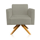 Kit 02 Poltronas Giratória Marisa Suede Base Madeira Ma30 - M