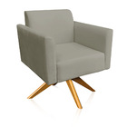 Kit 02 Poltronas Giratória Marisa Suede Base Madeira Ma30 - M