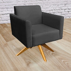 Kit 02 Poltronas Giratória Marisa Suede Base Madeira Ma30 - P