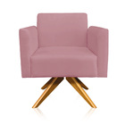 Kit 02 Poltronas Giratória Marisa Suede Base Madeira Ma30 - R