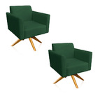 Kit 02 Poltronas Giratória Marisa Suede Base Madeira Ma30 - V