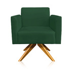 Kit 02 Poltronas Giratória Marisa Suede Base Madeira Ma30 - V