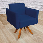 Kit 02 Poltronas Giratória Marisa Suede Base Madeira Mm30 - A