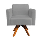 Kit 02 Poltronas Giratória Marisa Suede Base Madeira Mm30 - G