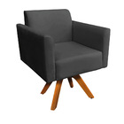 Kit 02 Poltronas Giratória Marisa Suede Base Madeira Mm30 - P