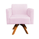 Kit 02 Poltronas Giratória Marisa Suede Base Madeira Mm30 - R