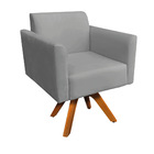 Kit 02 Poltronas Giratória Marisa Suede Grafite Base Madeira